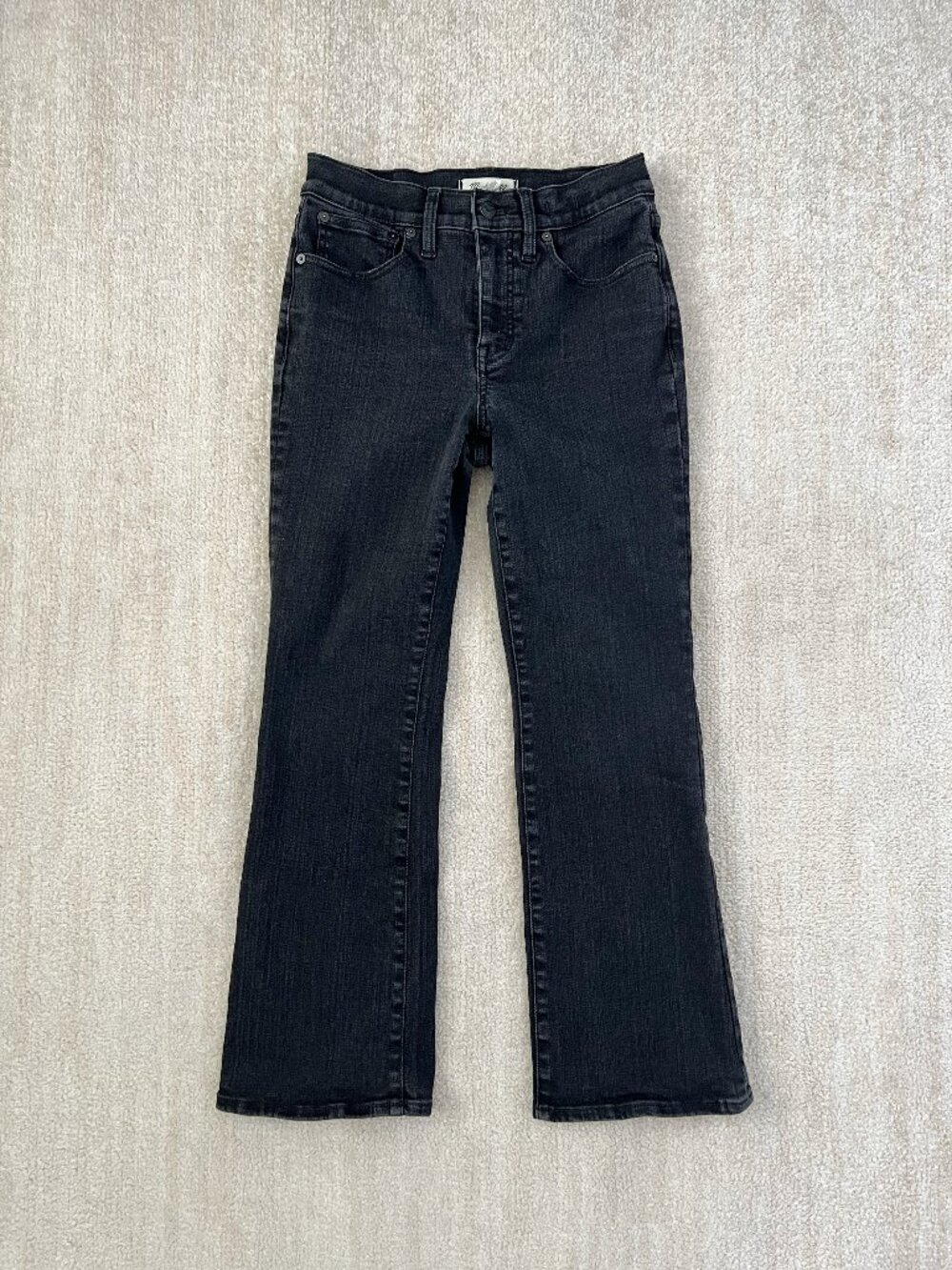 Madewell Mid Rise Kick Out Crop Jeans 27 Faded Black Cropped Demi Bootcut Flare